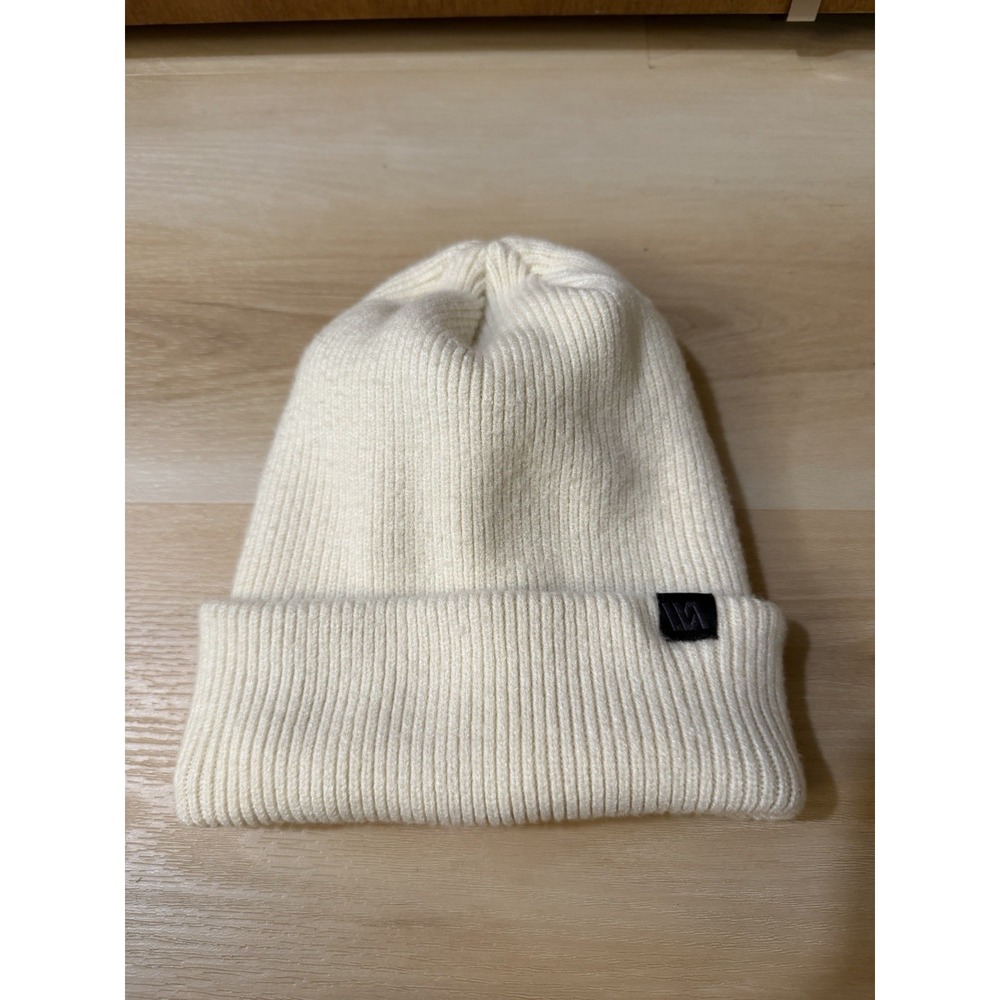VRST Beanie Adult One Size Ivory Knit Ribbed Cuffed Knit Hat Roll Top